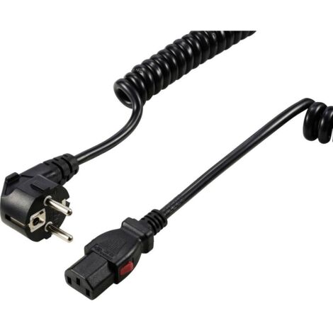 Sygonix SY-6733074 appareils IEC Câble de raccordement noir 3 m verrouillable, câble spiralé Y883243 (1/3)