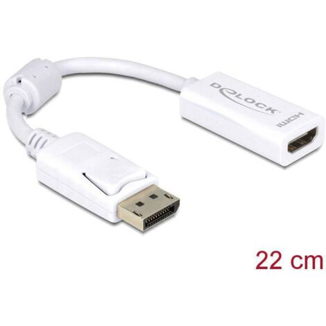 Delock 61767 DisplayPort / HDMI Adaptateur [1x DisplayPort mâle - 1x HDMI femelle] blanc avec noyau en ferrite 12.00 cm (1/2)