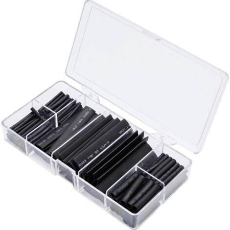 Kit Assortiment De 142 Tubes Thermorétractables Noirs Avec Adhésif - Pour Isoler Et Protéger Les Câbles Électriques