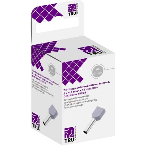 TRU COMPONENTS T1906C157 Embout double d'extrémité de câble 4 mm² partiellement isolé gris 50 pc(s) (1/3)