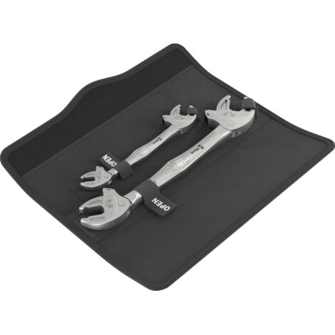 Wera – Clé plate double à ajustement automatique 5020340001 – Lot de 2 – Ouverture de clé 7-19 mm – Mécanisme cliquet pour espaces étroits