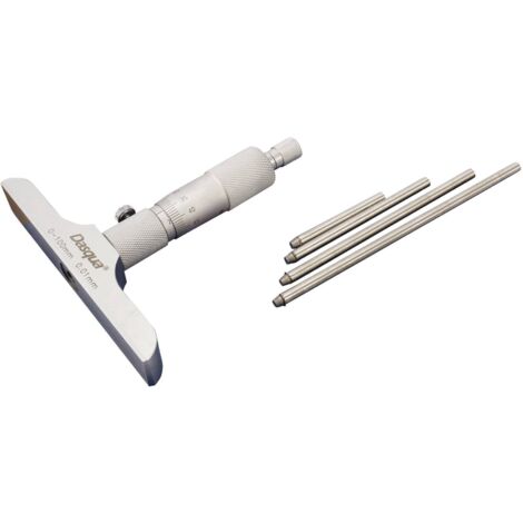 Dasqua 4611-8120 Micromètre de profondeur avec tige remplaçable 100 mm (max) Lecture: 0.01 mm (1/5)