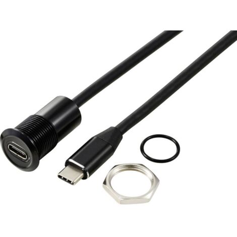 Prise USB-C® (3.1)/prise 1 m câble noir TC-13376328 TRU COMPONENTS Contenu: 1 pc(s) (1/3)