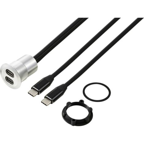 USB-C® (3.1) 2x prise/prise 1 m Câble argent TC-13376316 TRU COMPONENTS Contenu: 1 pc(s) (1/3)