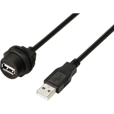 Câble USB 2.0 avec prise USB-A vers prise IP67 USB-A, 0,5 m TC-E13T-FU2-PWF/MU2-NWA-0.5PV-S Câble en plastique étanche (1/3)
