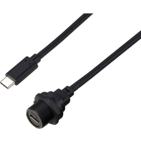 Connecteur USB-C® 3.0 sur prise IP67 (filetage) Câble 0,5 m TC-E10T-FT3-PWF/MT3-NWA-0.5PV-S Câble en plastique étanche (1/3)
