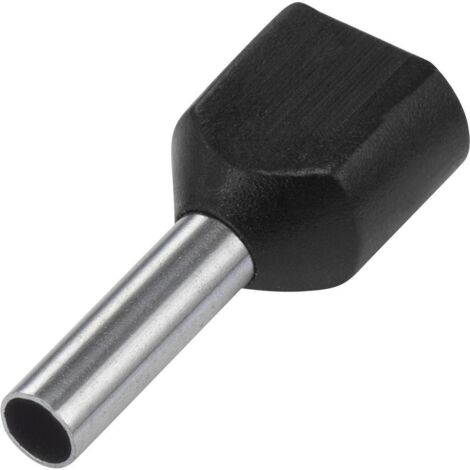 Embout double d'extrémité de câble TRU COMPONENTS TE60-14BK 6 mm² x 14 mm partiellement isolé noir 100 pc(s) (1/2)