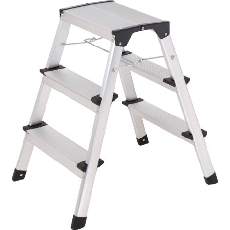 TOOLCRAFT TO-10104642 Alliage d'aluminium Escabeau double pliable, montage sans outils argent EN 14183 2.87 kg Y865913 (1/5)