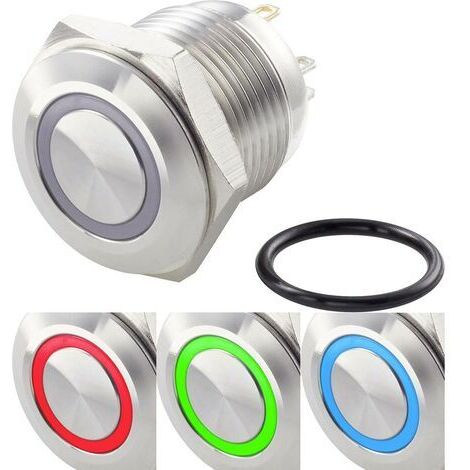 TRU COMPONENTS TC-7494612 TC-GQ16F-10E/41RGB/ Interrupteur antivandalisme 48 V/DC 2 A 1 x Off/(On) à rappel rouge, vert (1/4)