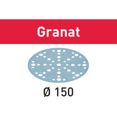 Festool – Disques abrasifs Granat D150 P220 – Lot de 10 disques – Pour ponçage laques COV et supports durs – Technologie MULTI-JETSTREAM 2