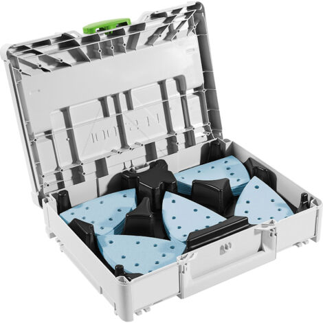 Festool – Disque abrasif triangulaire 93mm – Lot de 5 grains P60/P80/P120/P180/P220 – Pour ponçage surfaces dures – Compatible Systainer (1/9)