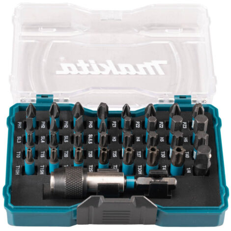 Makita – Coffret d'embouts de vissage 33 pièces – Embouts PH, PZ, T, SL, Hex – Compatible visseuses à percussion – Revêtement anti-rouille - E-12441