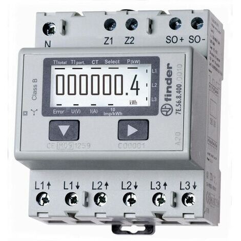 Finder 7E.56.8.400.0010 7E.56.8.400.0010 Compteur d'énergie triphasé numérique 5 A conformité MID: oui 1 pc(s) (1/3)