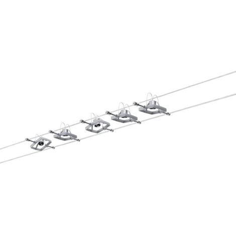 Paulmann MacII 94133 Système complet d'éclairage sur câble GU5.3 50 W LED chrome (mat)