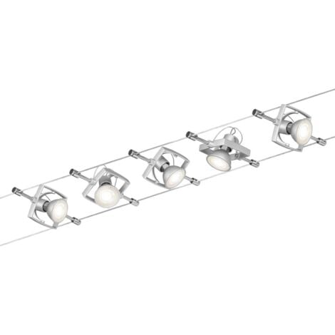 Paulmann MacII 94133 Système complet d'éclairage sur câble GU5.3 50 W LED chrome (mat)
