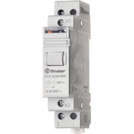 Finder – Télérupteur modulaire 1 NO (T) 12 V/DC 16 A – Puissance de coupure 4000 VA – Montage sur rail DIN 35 mm – Indicateur mécanique - VA 1 PC