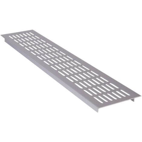 Grille aération VMC 480 x 100mm N35847 – Métallique argent – Pour ventilation efficace – Dimensions H 16mm – Wallair - S89318 (1/2)