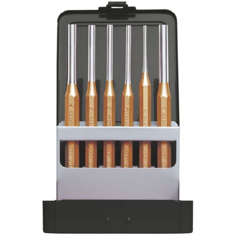 Gedore RED Jeu de chasse-goupilles Ø 3 - 8 mm en métal cassette rabattable 6 pièces 3300823 Q873562 (1/6)