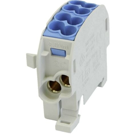 HoraeTec 080110-1-3 Borne de dérivation pour conduite principale PA, laiton gris clair (RAL 7035), bleu clair (RAL 5012