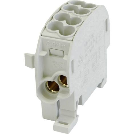 HoraeTec 080110-0-3 Borne de dérivation pour conduite principale PA, laiton gris clair (RAL 7035) 1 pôle 100 A 690 V Ty