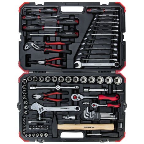 Gedore – Jeu de clés à douille 100 pièces – Douilles 4 à 32 mm – Entraînement 1/4' et 1/2' – Coffret en plastique – 3300063 - R46003100