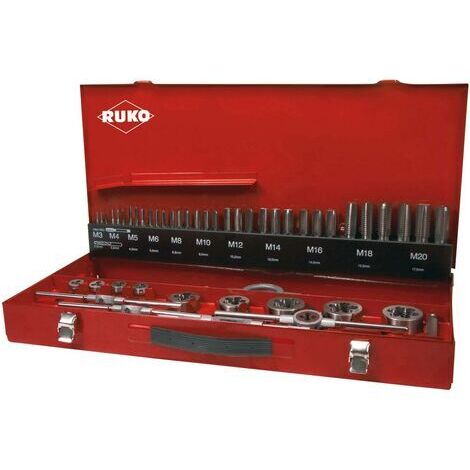 RUKO 245040 Set de tarauds pour machine 54 pièces métrique M3, M4, M5, M6, M8, M10, M12 coupe à droite HSS 1 set (1/2)