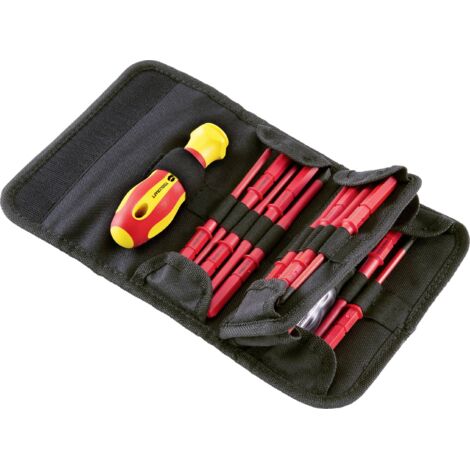 Toolcraft – Tournevis de précision VDE avec 15 lames interchangeables – Pour électricien et mécanique – Testeur AC jusqu'à 250 V - WHS-017