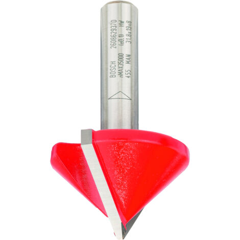 Bosch – Fraise à rainurer en V 8 mm – Pour bois dur et tendre – Angle 90° – Diamètre 31,8 mm – Longueur de travail 19 mm – Longueur totale 51 mm - 2608629370