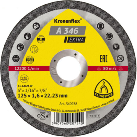 Disque abrasif Klingspor A 346 Extra 125x1 6 mm 25 unités