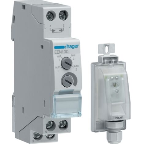 Hager – Barrière photoélectrique grise EEN100 – Interrupteur crépusculaire 16 A 230 V – Montage sur rail DIN – Sonde de montage incluse (1/5)