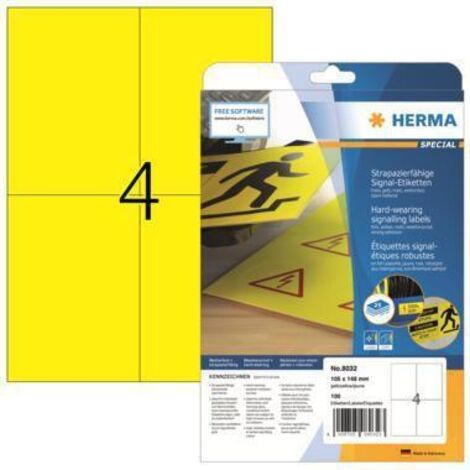Etiquette plastique Herma 105 x 148 mm jaune 100 pc(s) fixation extra-forte (1/5)