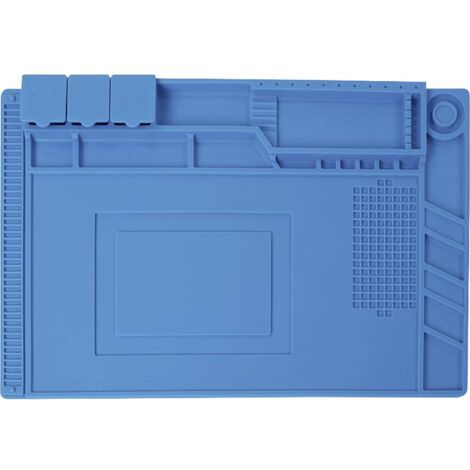Velleman – Tapis de soudage en silicone antistatique 450x300mm – Résistant jusqu'à 500 °C – Flexible et antidérapant – Compartiments intégrés