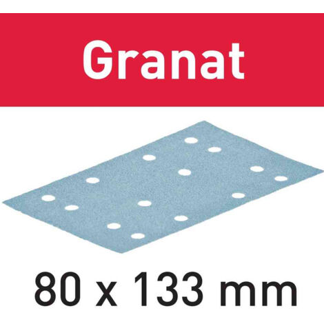 Festool – Bandes abrasives Granat 80x133mm pour supports durs – StickFix – Grain 80 – Lot de 10 – Longévité accrue pour laques modernes