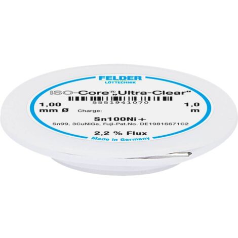 Felder ISO-Core Ultra-Clear Sn100Ni+ Étain à souder sans plomb bobine Sn99,25Cu0,7Ni0,05 1 mm (1/2)