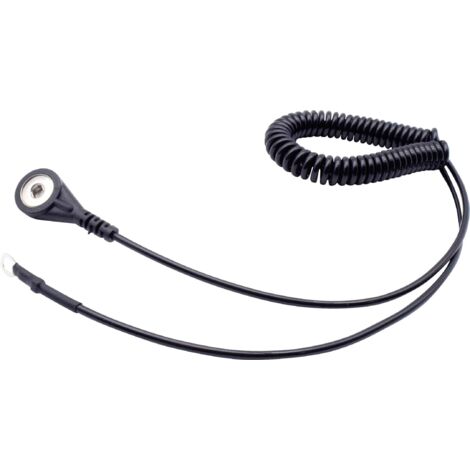 Quadrios Câble de mise à la terre antistatique (ESD) 1.80 m Bouton-pression 4 mm, borne à cosse de câble en anneau (1/4)