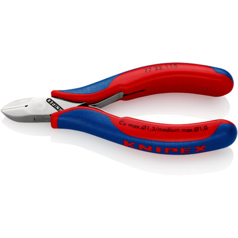 KNIPEX 77 22 115 Pince coupante de côté pour l'électronique avec charnière entrepassée avec poignées multimatières 115 mm