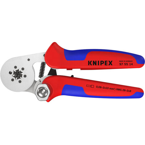 KNIPEX 97 55 14 Pince à sertir auto-ajustable pour embouts de câble avec accès latéral avec poignées multimatières chromée 180 mm (1/10)