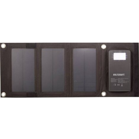 Voltcraft – Powerbank solaire 4000 mAh – SL4F – 2 ports USB – Panneaux monocristallins – Éclairage LED 4 modes – Fixation sac à dos (1/7)
