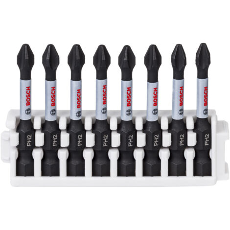 Bosch – Embout pour visseuse PH 2 – 2608522330 – Acier modifié S2 – Longueur 50mm – 8 pièces – Pour couples élevés et travaux intensifs - A319312