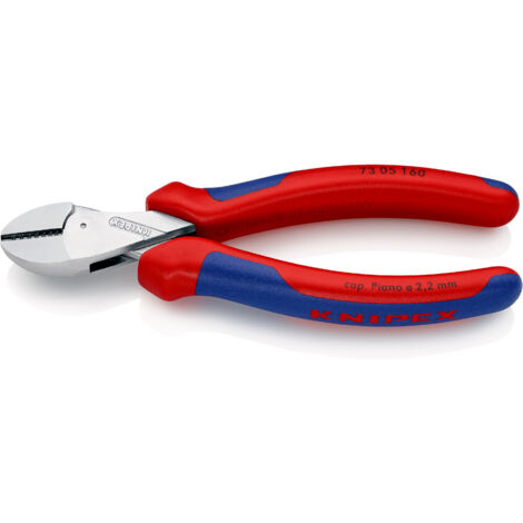 KNIPEX 73 05 160 X-Cut® Pince coupante de côté à forte démultiplication avec poignées multimatières chromée 160 mm (1/4)