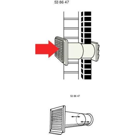 Conduit d'aération Ø 12,5 cm – Tube télescopique 270-480 mm – Grille anti-gouttes pour ventilation efficace – Gaine VMC – Wallair - S87545