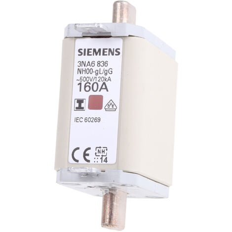 Fusible NH 160A Siemens NH00 500V c.a., gG ( Prix pour Paquet de 3 )