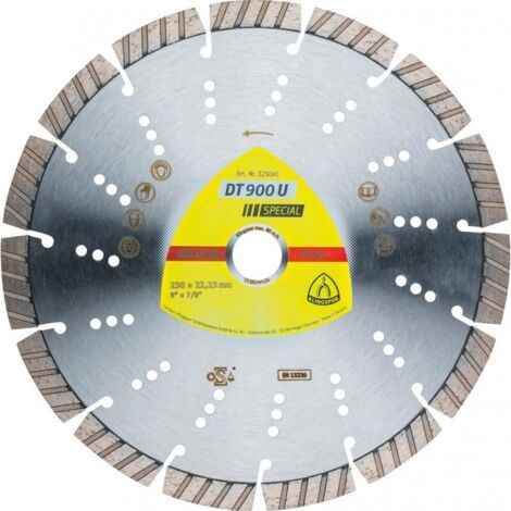 Klingspor 325045 DT 900 U Special Disque à tronçonner diamanté Diamètre 230 mm Ø de perçage 22.23 mm Matériaux de chant (1/3)
