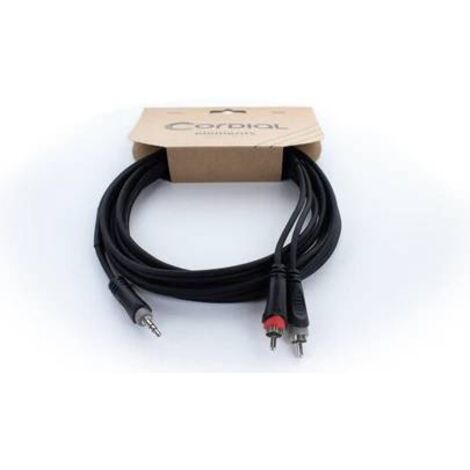 Adaptateur Y Cordial 14855 Jack / Cinch-RCA audio [1x Jack mâle 3.5 mm - 2x Cinch-RCA mâle] 1.50 m noir gaine en PVC, c (1/5)