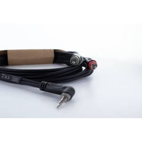 Adaptateur Y Cordial 14860 Jack / Cinch-RCA audio [1x Jack mâle 3.5 mm - 2x Cinch-RCA mâle] 3 m noir gaine en PVC, câbl (1/5)