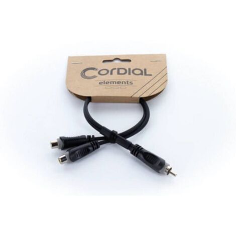 Adaptateur Y Cordial 14891 Jack / Cinch-RCA audio [1x Cinch-RCA mâle - 2x Cinch-RCA femelle] 0.30 m noir gaine en PVC, (1/4)