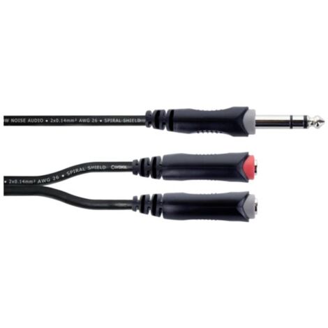 Adaptateur Y Cordial 14890 Jack audio [1x Jack mâle 6,3 mm (stéréo) - 2x Jack femelle 6,3 mm (mono)] 0.30 m noir gaine (1/3)