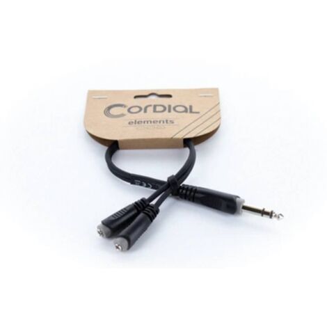 Adaptateur Y Cordial 14886 Jack audio [1x Jack mâle 6,3 mm (stéréo) - 2x Jack femelle 3.5 mm] 0.30 m noir gaine en PVC, (1/4)