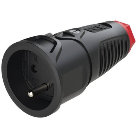 PCE 2410-src Fiche électrique femelle avec terre plastique, caoutchouc 230 V noir IP20 A808342 (1/3)