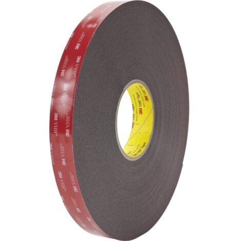 Ruban mousse acrylique  double face 3M 5962F VHB™, Noir, 12mm x 33m x 1.6mm ( Prix pour 1 )